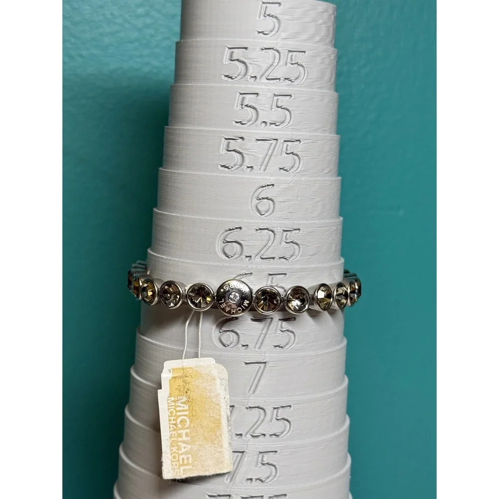 Michael Kors Park Ave Bracelet Womens Silver Grey NWT Crystal Slider Mcbling - Picture 4 of 6